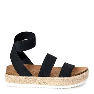 Time and Tru Black Wedge Sandals